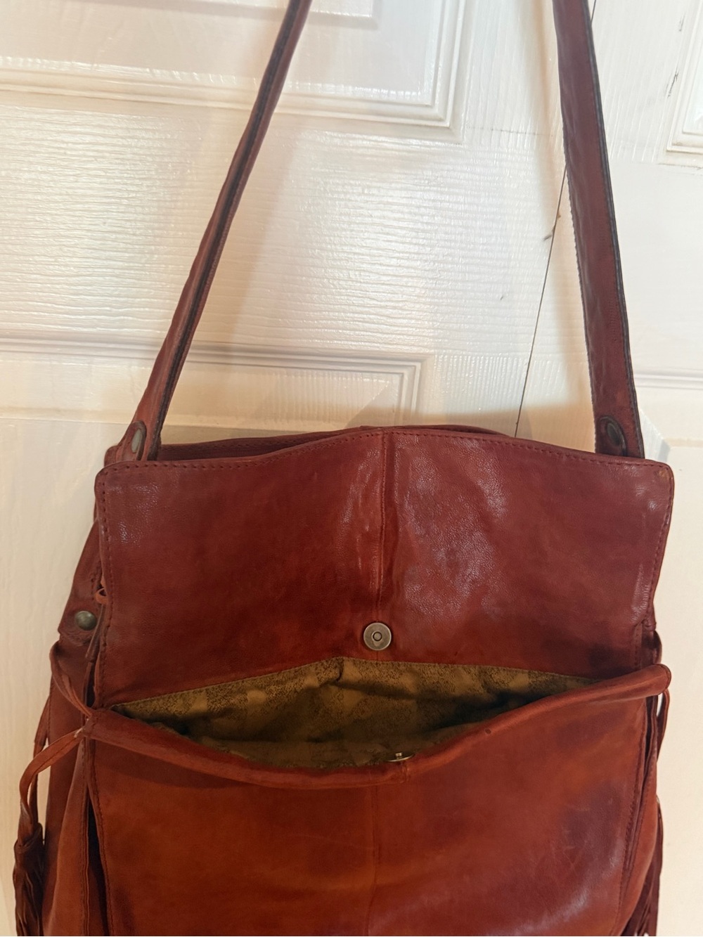 A.S.98 Leather Tassel Hobo Bag - Rust Brown - Picture 4 of 7